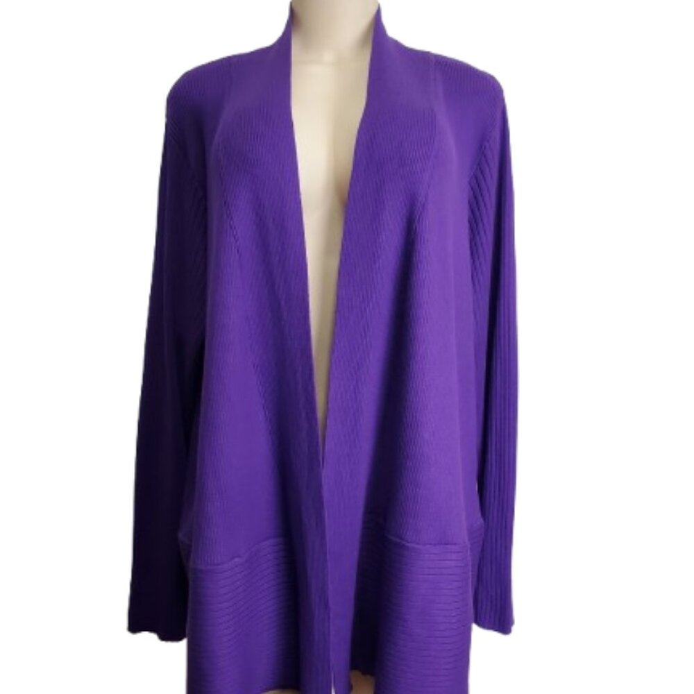 Avenue women's purple ribbed cardigan size 22/24